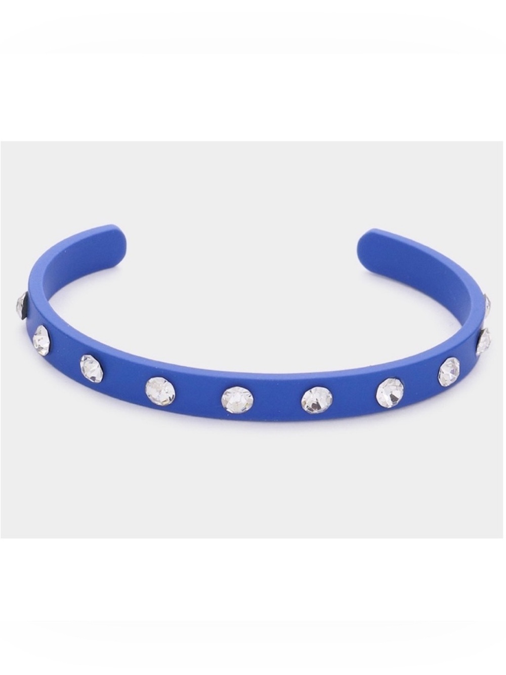 Rhinestone embellished blue cuff bracelet